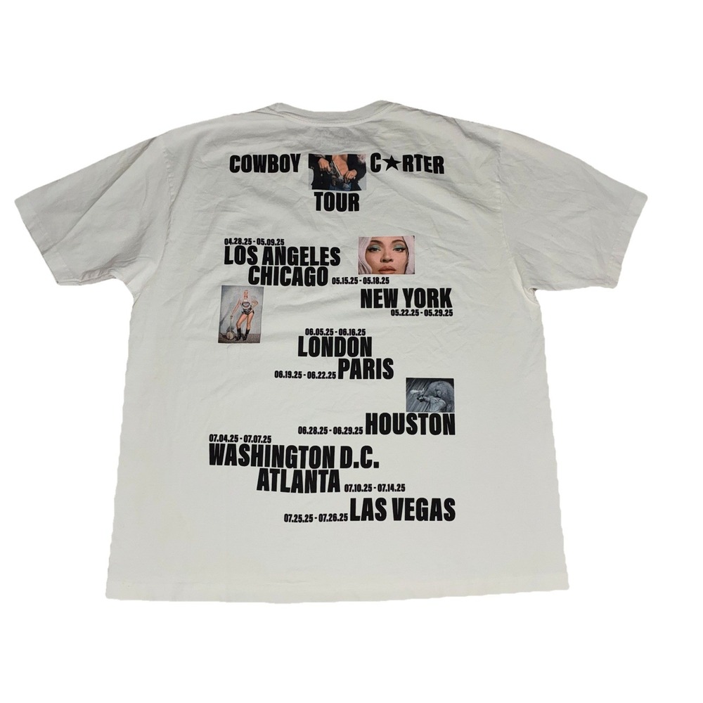 Beyonce CCT Official Tour Tee XL White Cowboy Carter Tour 2025 Merch NEW *hole